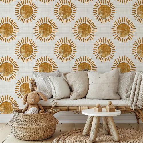 Sun Blockprint Peel  Stick Wallpaper