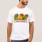 Sun Blue-Crowned Green-Cheeked Conures Realistic Painting Bird Gifts T-Shirt