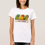 Sun Blue-Crowned Green-Cheeked Conures Realistic Painting Bird Gifts T-Shirt