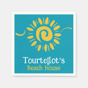 Sun Blue Yellow Beach House Seas Day Name Cocktail Napkins