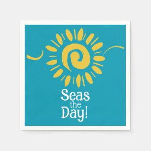Sun Blue Yellow White Beach Seas Day Cocktail Napkins
