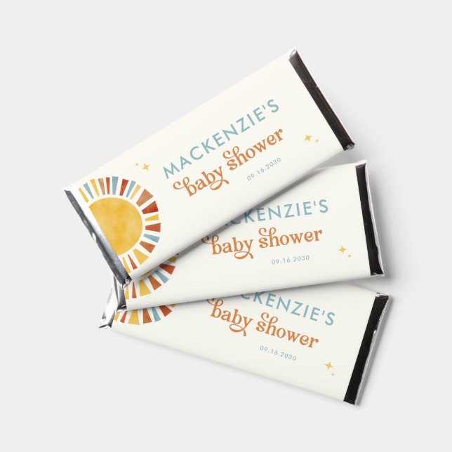 Sun Boho Baby Shower Hershey Bar Favors (Front)