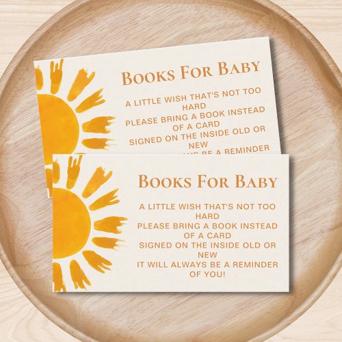 Sun Boho Books for Baby Shower Enclosure Card