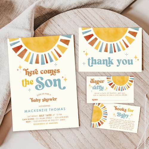 Sun Boho Retro Thank You Card
