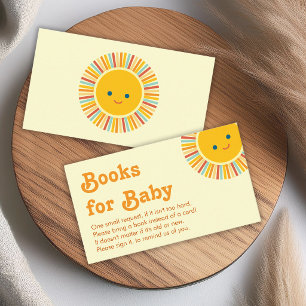Sun Books for Baby Shower Cute Orange Retro Fonts Enclosure Card
