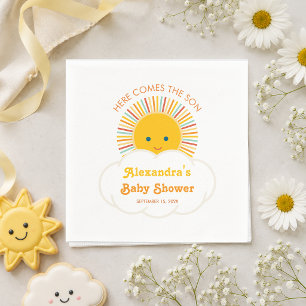 Sun Boy Baby Shower Here Comes the Son Cute Cloud Napkins
