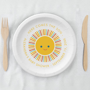 Sun Boy Baby Shower Here Comes the Son Paper Plates