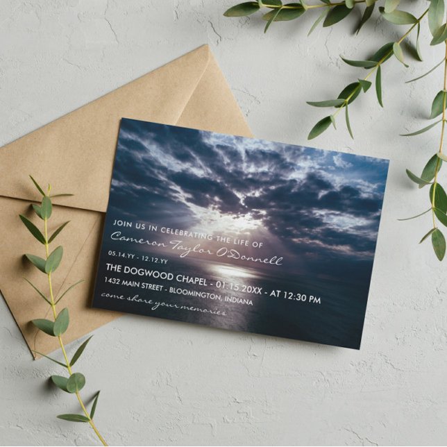 Sun Breaking Through Clouds Life Memorial Invitation (Creator Uploaded)