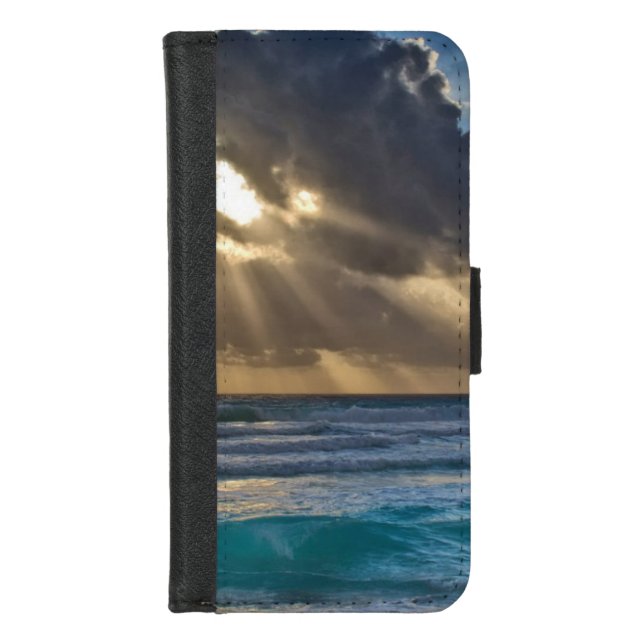 Sun Breaking Through Clouds Over Sea iPhone Wallet Case (Front)