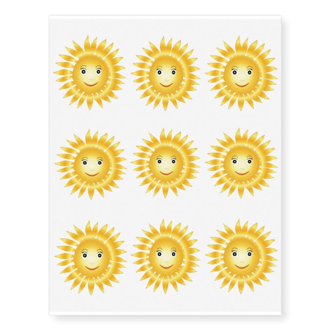 Sun cartoon temporary tattoos (Front)