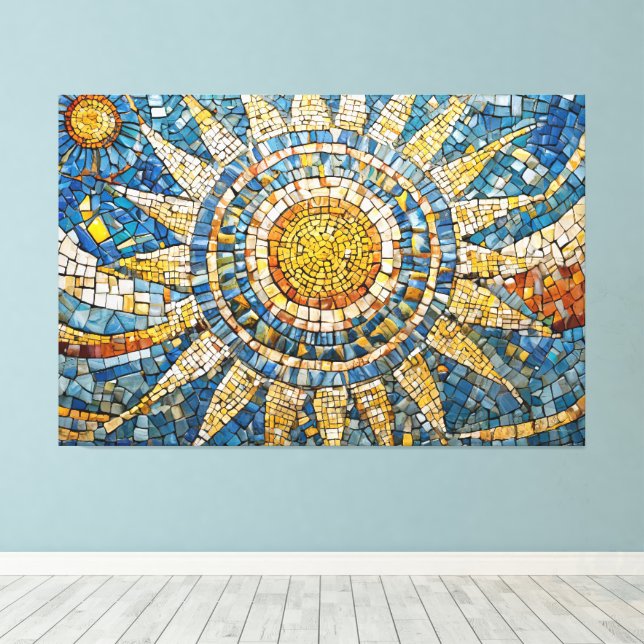 sun celestial mosaic 003 canvas print (Insitu(Wood Floor))