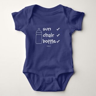 sun chair bottle - check! baby light on dark baby bodysuit