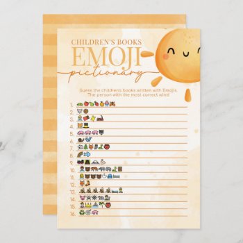 Sun Children's Book Emoji Pictionary Shower Game Invitation by PerfectPrintableCo at Zazzle