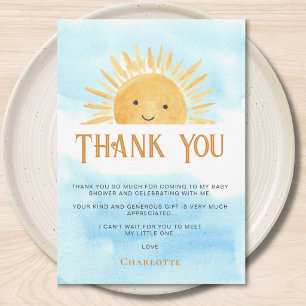 Sun Clouds Baby Shower Thank You Card