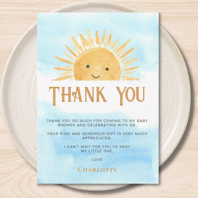 Sun Clouds Baby Shower Thank You Card (Creator Uploaded)