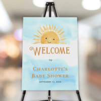 Sun Clouds Baby Shower Welcome Sign