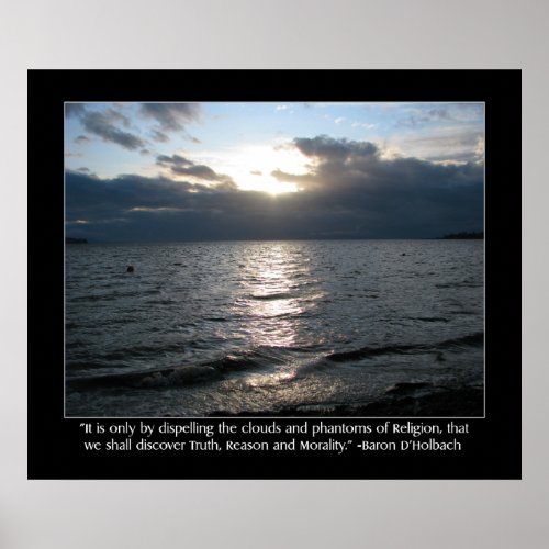 Sun Clouds Beach and DHolbach Quote Poster