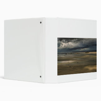 Sun cloudy Beach colour France Mont-Saint-Michel 3 Ring Binder