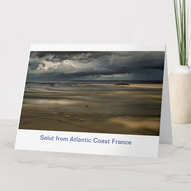 Sun cloudy Beach colour France Mont-Saint-Michel Card (Front)
