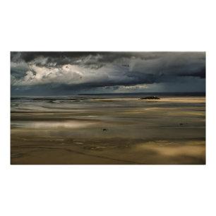 Sun cloudy Beach colour France Mont-Saint-Michel Photo Print