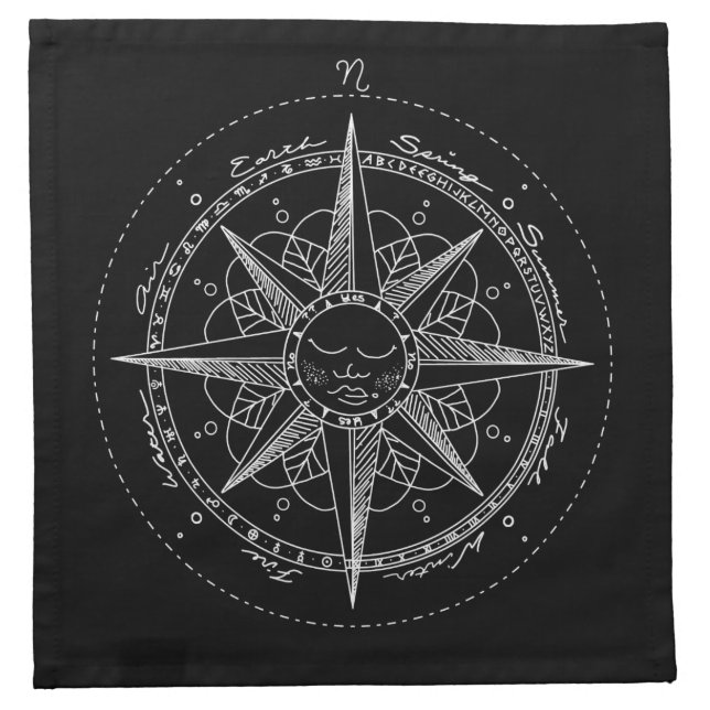 Sun Compass Dowsing Altar Cloth Napkin (Front)