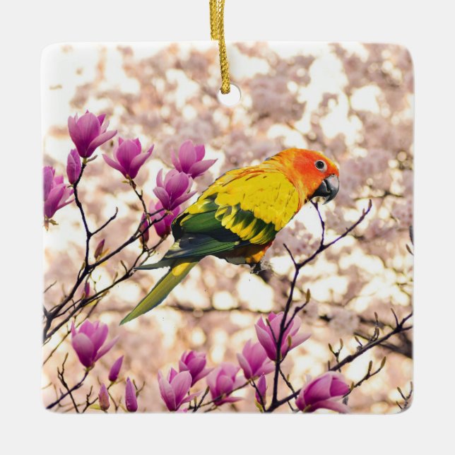 Sun Conure Ceramic Ornament (Front)