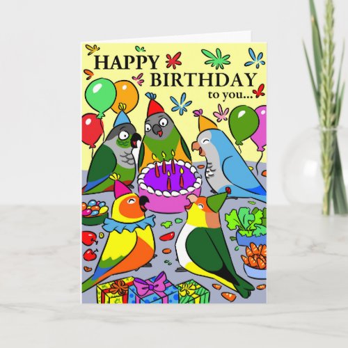 sun conure gcc quaker caique senegal parrot happy card
