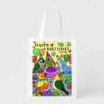 Sun Conure Gcc Quaker Caique Senegal Parrot Happy Birthday grocery bag 