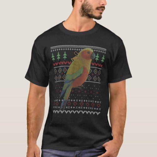 Sun Conure Parrot Bird Ugly Christmas Pattern X_Ma T_Shirt