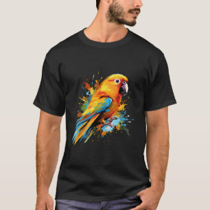 Sun Conure Parrot Lover Colorful Splash Art T-Shirt