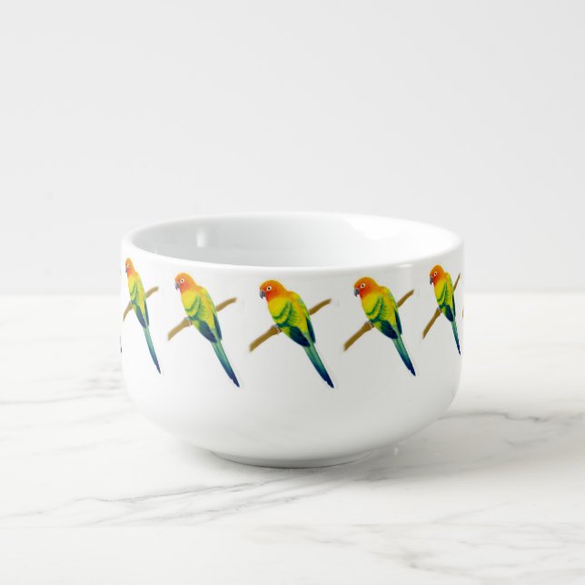Sun Conure Parrot Soup Mug (Front)
