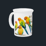 Sun Conure Parrots Pitcher<br><div class="desc">Original fine art design of elegant Sun Conure parrots by artist Carolyn McFann of Two Purring Cats Studio printed on a quality pitcher for pet parrot fans.</div>