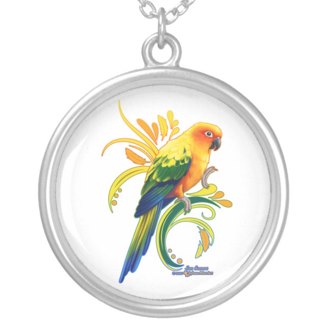 Sun Conure Silver Plated Necklace (Front)