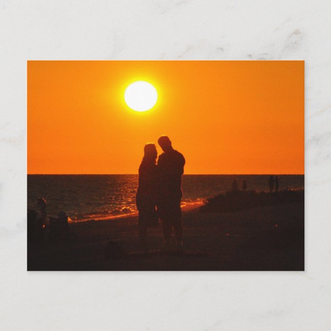 Sun Couple Silhouette Love Sanibel Sunset Postcard (Front)