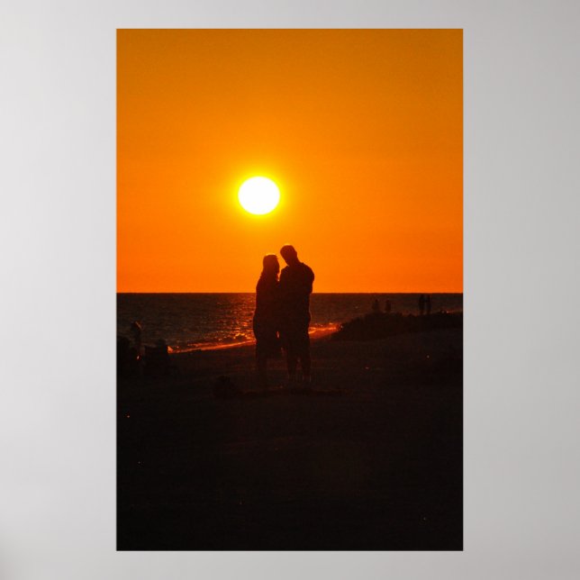 Sun Couple Silhouette Love Sanibel Sunset Poster (Front)