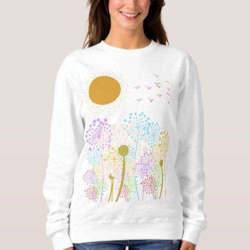 Sun Dandelion and Birds Sweatshirt