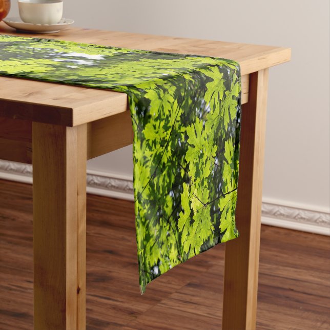 Sun-Dappled Leaves in the Forest Short Table Runner (In Situ)