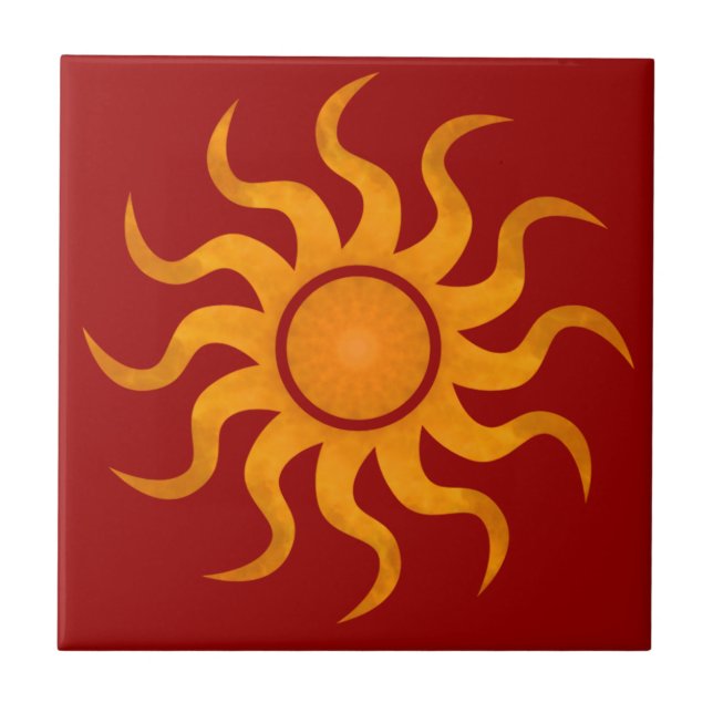 Sun Dark Red Tile - Small (Front)