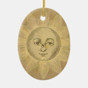 Sun Detail from Antique Bowles Map, circa 1780 Ceramic Ornament