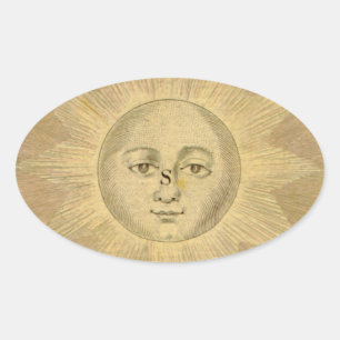 Sun Detail from Antique Bowles Map, circa 1780 Oval Sticker