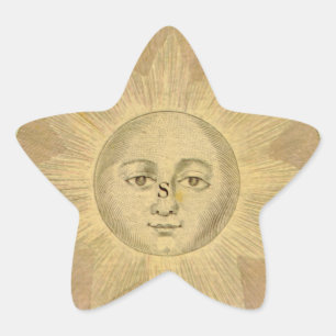 Sun Detail from Antique Bowles Map, circa 1780 Star Sticker
