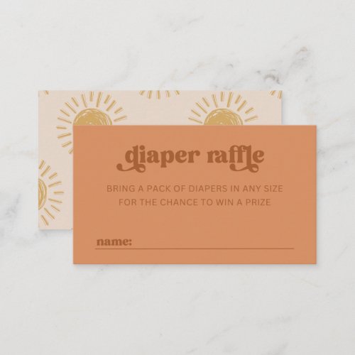 Sun Diaper Raffle Card  Sun Baby Shower Card