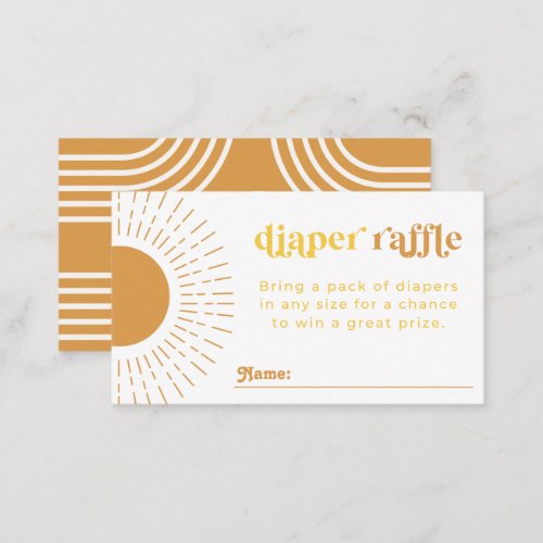 Sun Diaper Raffle Card  Sun Baby Shower Card