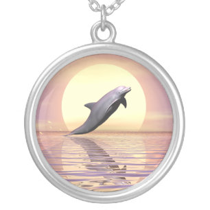 Sun Dolphin Silver Plated Necklace