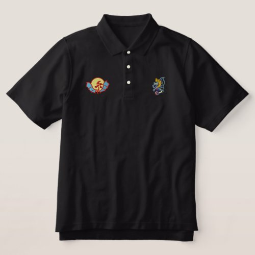 Sun Dragon Embroidered Polo Shirt