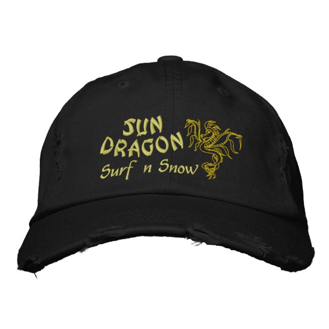Sun Dragon  Surf and Snow Embroidered Baseball Cap (Front)