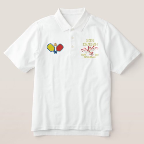 Sun Dragon Surf n ski pickleball Embroidered Polo Shirt