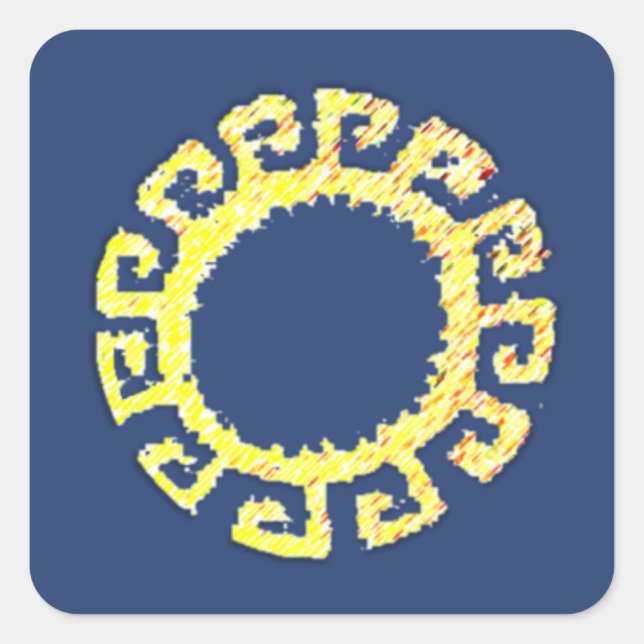 Sun drawing square sticker (Front)