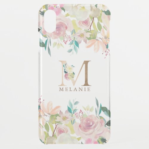 Sun drenched flowers floral lettering monogram iPhone XS max case