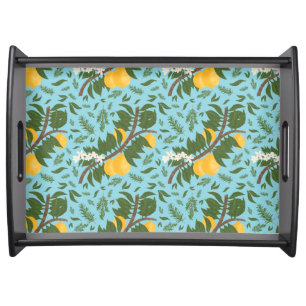 Sun-Drenched Lemons Sky Blue   Kitchen Serving Tray